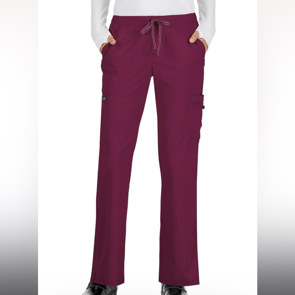 koi Basics Holly Women's 8-Pocket Stretch Cargo Scrub Pants- wine